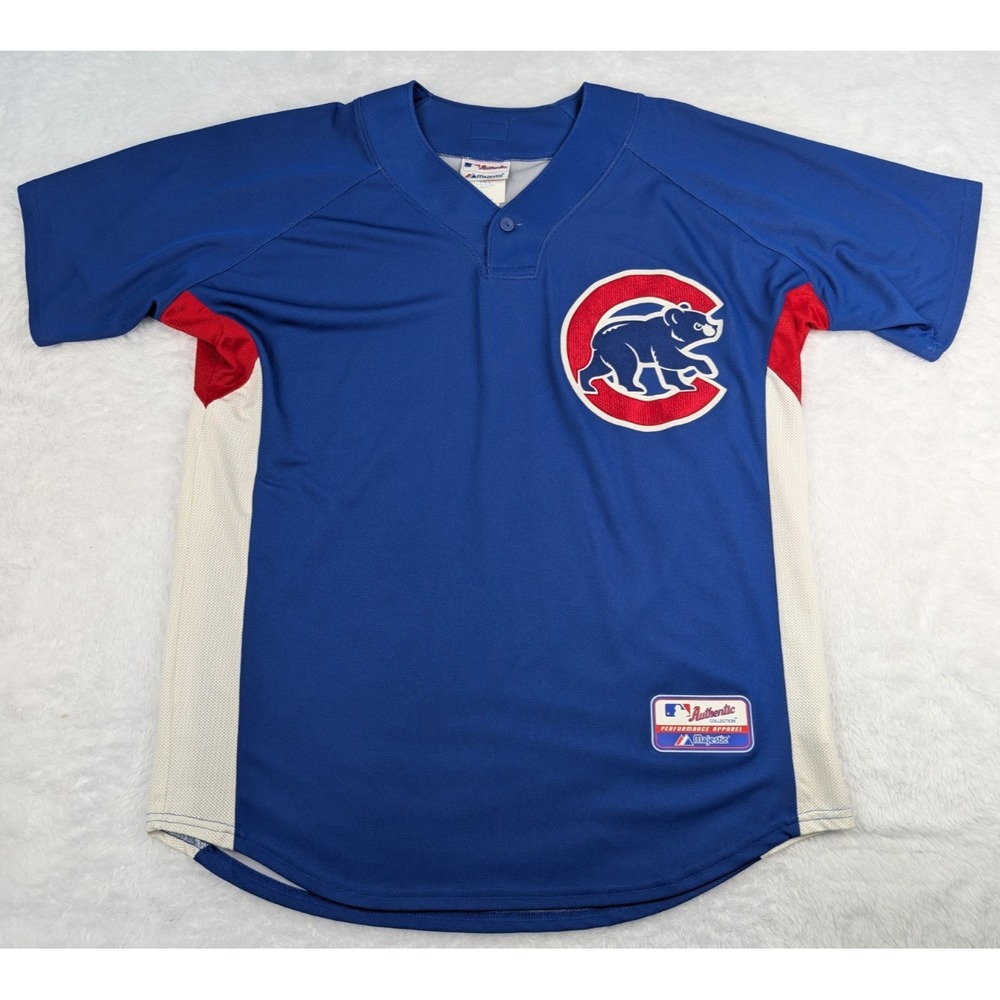 Majestic Chicago Cubs Jersey Size M Authentic Cool Base Blue MLB Baseball *Read